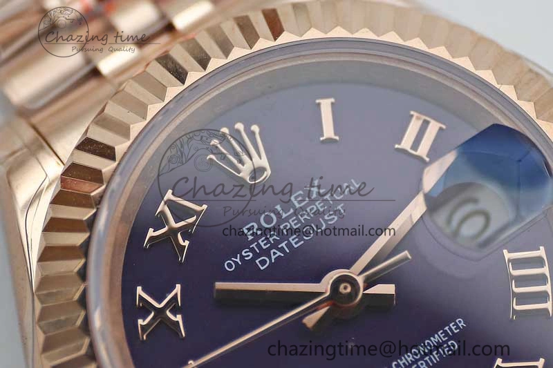 Lady DateJust 28 RG TWF 1:1 Best Edition Purple Dial Roman Markers on Jubilee Bracelet NH05