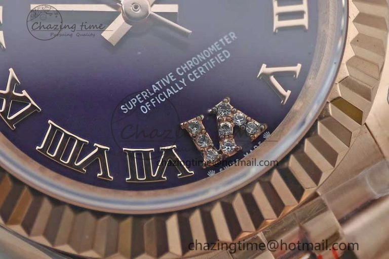 Lady DateJust 28 RG TWF 1:1 Best Edition Purple Dial Roman Markers on Jubilee Bracelet NH05