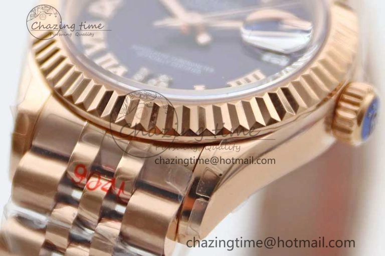 Lady DateJust 28 RG TWF 1:1 Best Edition Purple Dial Roman Markers on Jubilee Bracelet NH05