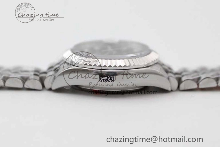 Lady DateJust 28 SS TWF 1:1 Best Edition 904L Steel Black Dial Diamonds Markers on President Bracelet NH05