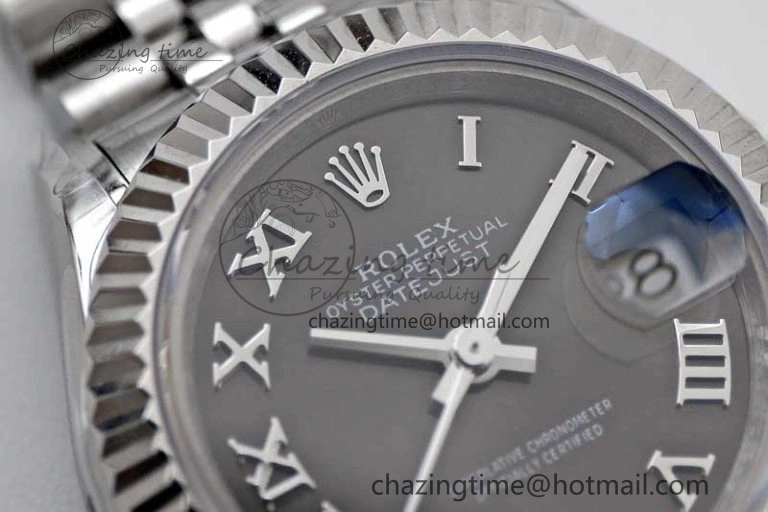 Lady DateJust 28 SS TWF 1:1 Best Edition 904L Steel Black Dial Roman Markers on President Bracelet NH05