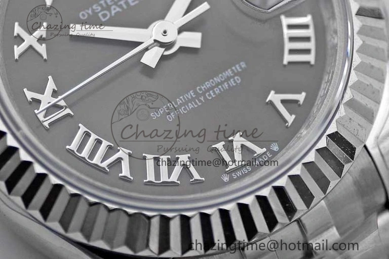 Lady DateJust 28 SS TWF 1:1 Best Edition 904L Steel Black Dial Roman Markers on President Bracelet NH05