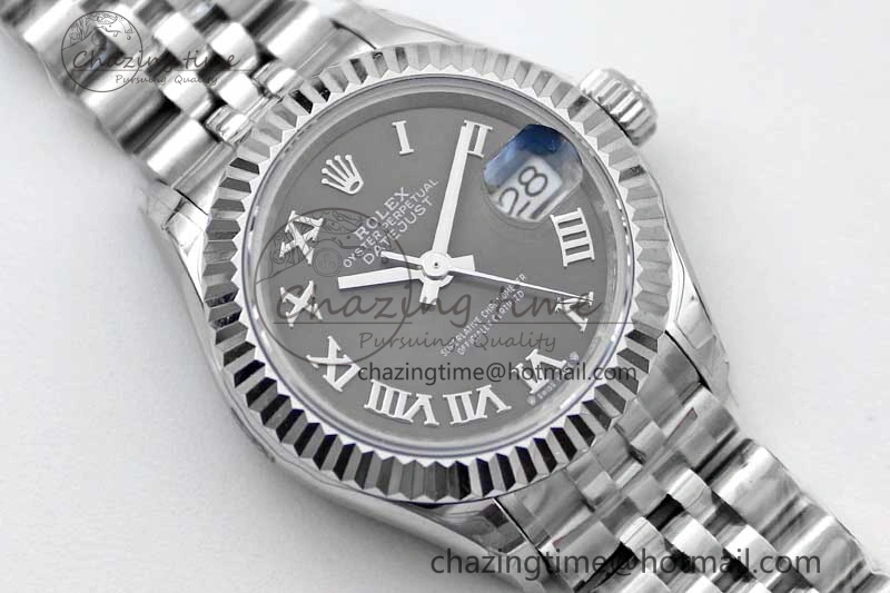 Lady DateJust 28 SS TWF 1:1 Best Edition 904L Steel Black Dial Roman Markers on President Bracelet NH05