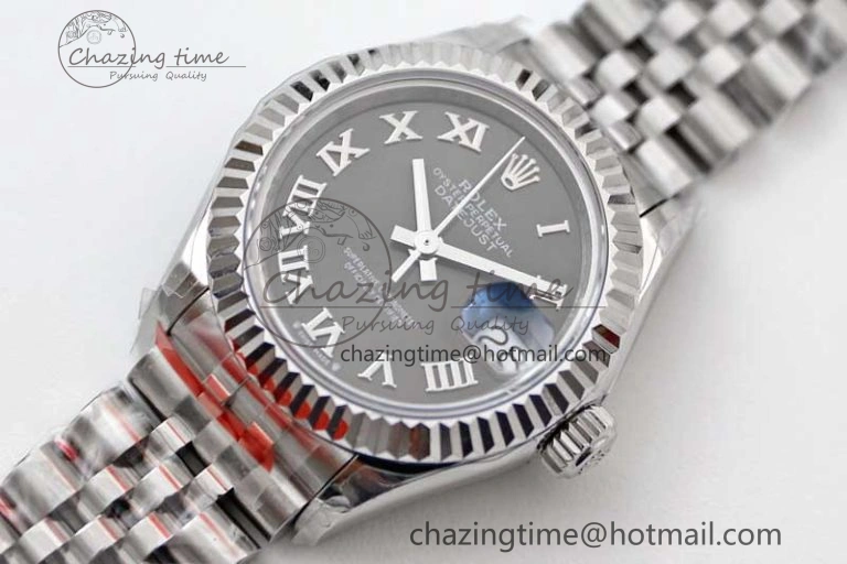 Lady DateJust 28 SS TWF 1:1 Best Edition 904L Steel Black Dial Roman Markers on President Bracelet NH05