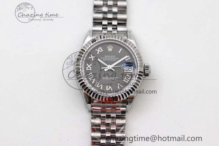 Lady DateJust 28 SS TWF 1:1 Best Edition 904L Steel Black Dial Roman Markers on President Bracelet NH05