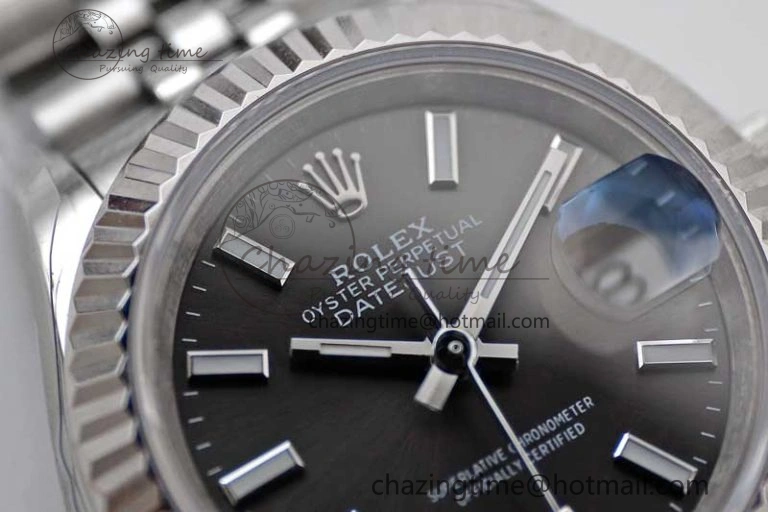 Lady DateJust 28 SS TWF 1:1 Best Edition 904L Steel Black Dial on President Bracelet NH05