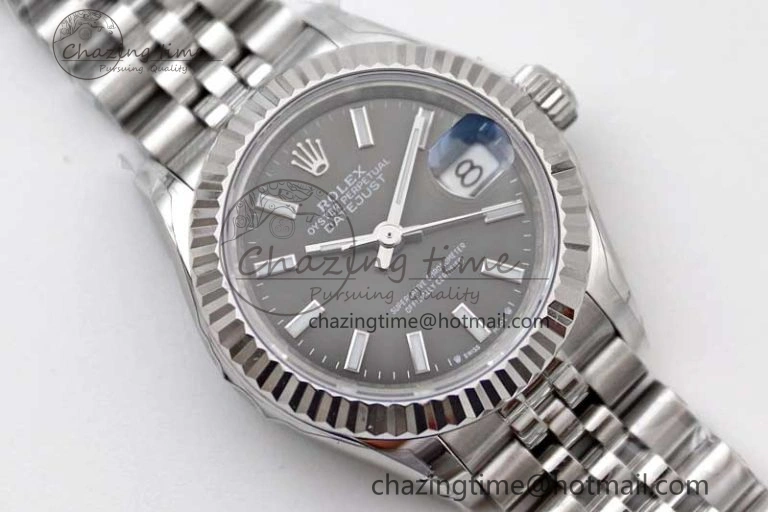 Lady DateJust 28 SS TWF 1:1 Best Edition 904L Steel Black Dial on President Bracelet NH05