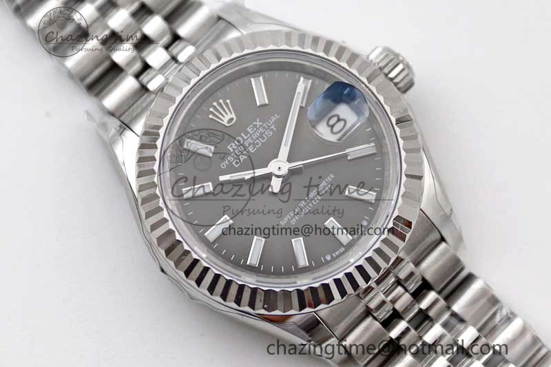 Lady DateJust 28 SS TWF 1:1 Best Edition 904L Steel Black Dial on President Bracelet NH05