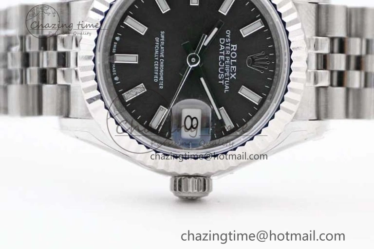 Lady DateJust 28 SS TWF 1:1 Best Edition 904L Steel Black Dial on President Bracelet NH05