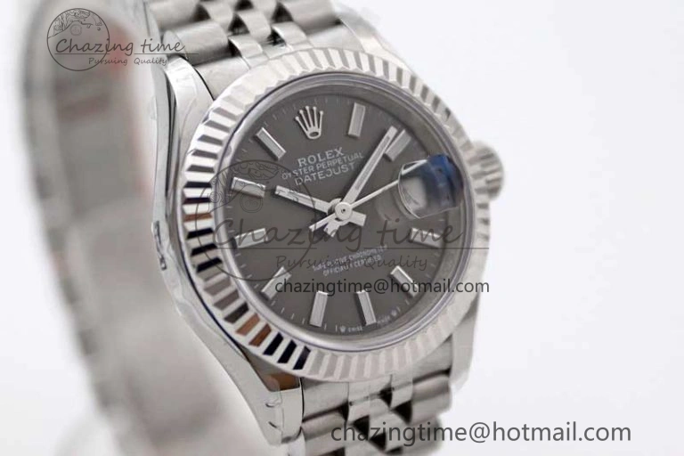 Lady DateJust 28 SS TWF 1:1 Best Edition 904L Steel Black Dial on President Bracelet NH05