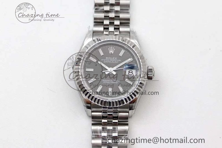 Lady DateJust 28 SS TWF 1:1 Best Edition 904L Steel Black Dial on President Bracelet NH05