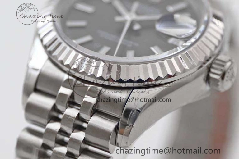 Lady DateJust 28 SS TWF 1:1 Best Edition 904L Steel Black Dial on President Bracelet NH05