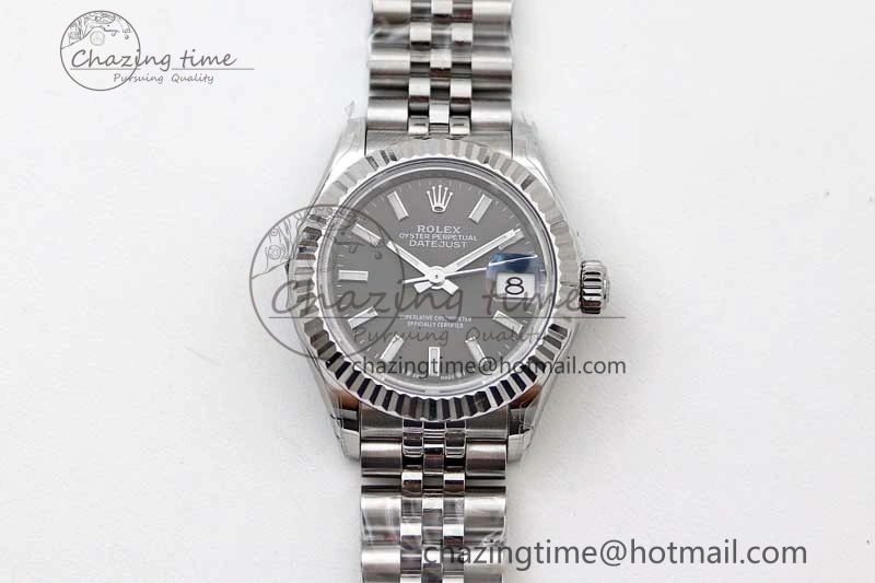 Lady DateJust 28 SS TWF 1:1 Best Edition 904L Steel Black Dial on President Bracelet NH05
