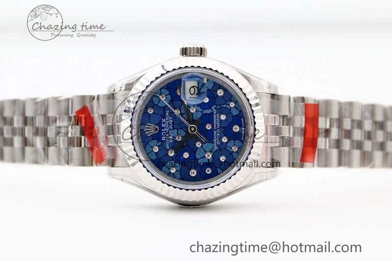 Lady DateJust 28 SS TWF 1:1 Best Edition 904L Steel Blue Dial on President Bracelet NH05