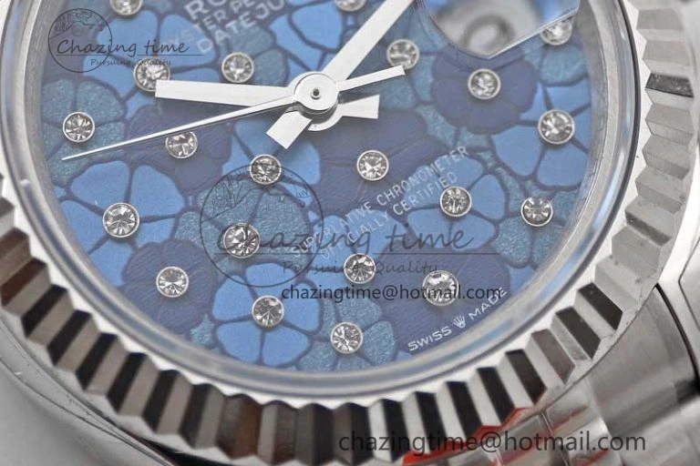 Lady DateJust 28 SS TWF 1:1 Best Edition 904L Steel Blue Dial on President Bracelet NH05
