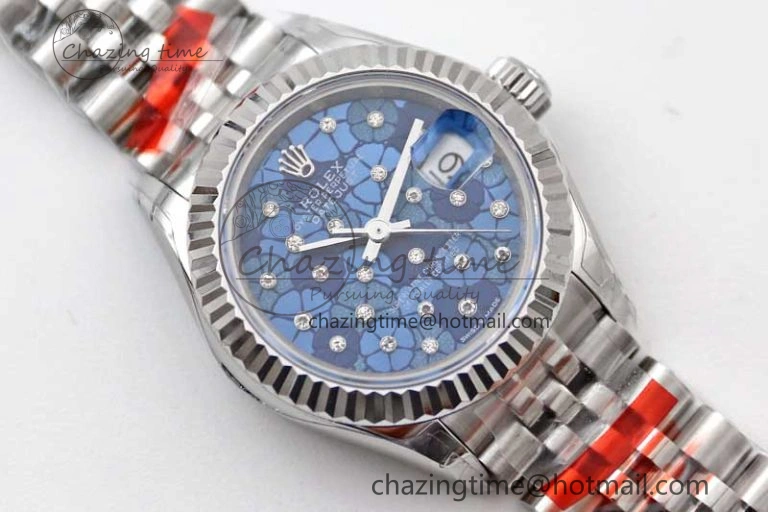 Lady DateJust 28 SS TWF 1:1 Best Edition 904L Steel Blue Dial on President Bracelet NH05