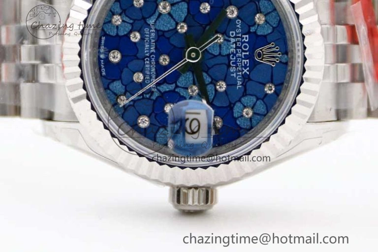Lady DateJust 28 SS TWF 1:1 Best Edition 904L Steel Blue Dial on President Bracelet NH05