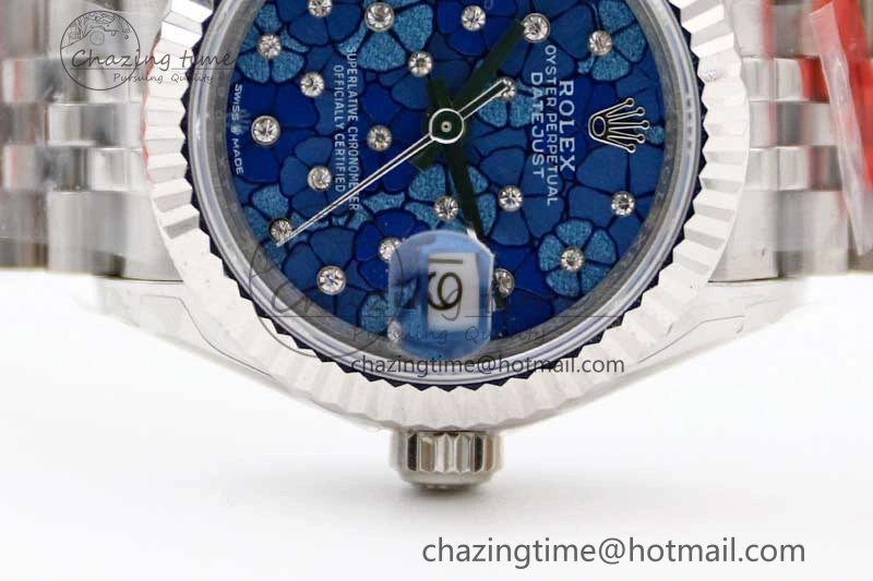Lady DateJust 28 SS TWF 1:1 Best Edition 904L Steel Blue Dial on President Bracelet NH05