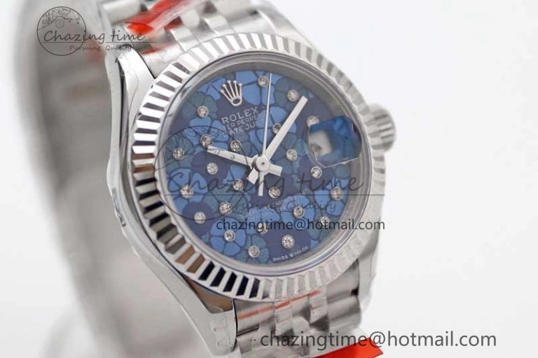 Lady DateJust 28 SS TWF 1:1 Best Edition 904L Steel Blue Dial on President Bracelet NH05