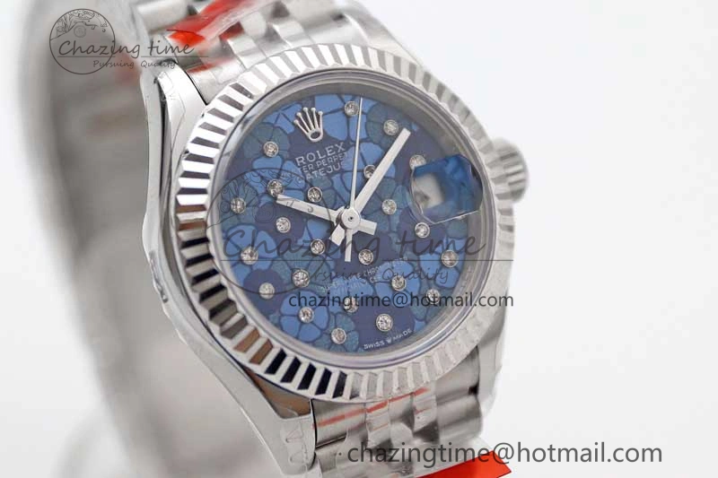 Lady DateJust 28 SS TWF 1:1 Best Edition 904L Steel Blue Dial on President Bracelet NH05