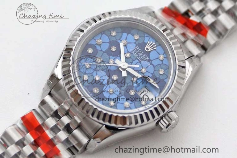 Lady DateJust 28 SS TWF 1:1 Best Edition 904L Steel Blue Dial on President Bracelet NH05