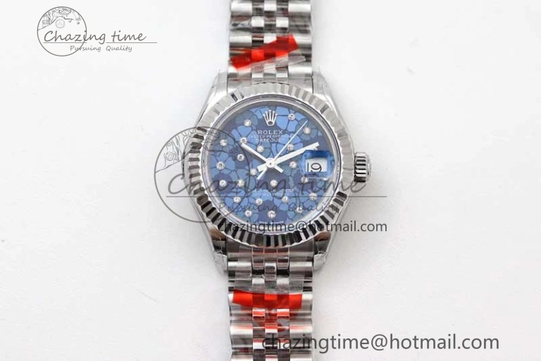 Lady DateJust 28 SS TWF 1:1 Best Edition 904L Steel Blue Dial on President Bracelet NH05