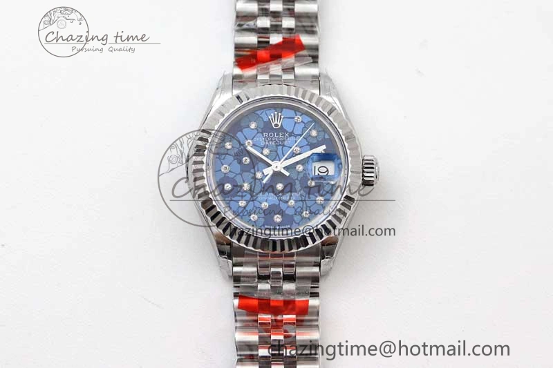 Lady DateJust 28 SS TWF 1:1 Best Edition 904L Steel Blue Dial on President Bracelet NH05