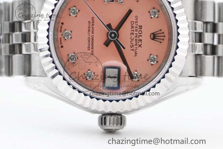 Lady DateJust 28 SS TWF 1:1 Best Edition 904L Steel Pink Dial Diam Markers on President Bracelet NH05