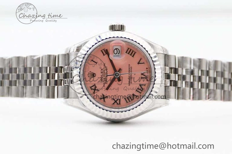 Lady DateJust 28 SS TWF 1:1 Best Edition 904L Steel Pink Dial Roman Markers on President Bracelet NH05