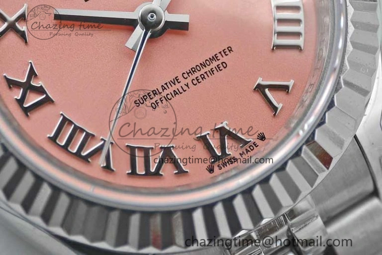 Lady DateJust 28 SS TWF 1:1 Best Edition 904L Steel Pink Dial Roman Markers on President Bracelet NH05