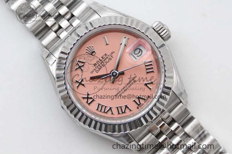 Lady DateJust 28 SS TWF 1:1 Best Edition 904L Steel Pink Dial Roman Markers on President Bracelet NH05