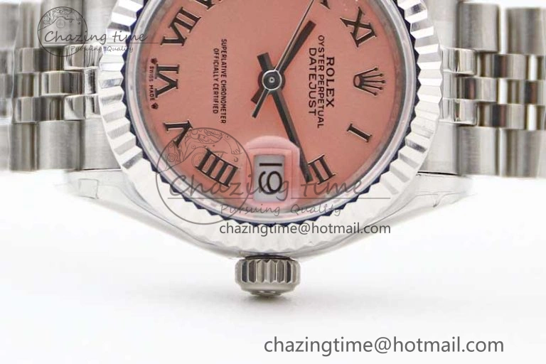 Lady DateJust 28 SS TWF 1:1 Best Edition 904L Steel Pink Dial Roman Markers on President Bracelet NH05