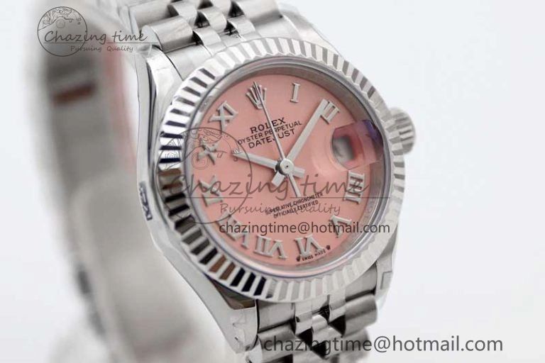 Lady DateJust 28 SS TWF 1:1 Best Edition 904L Steel Pink Dial Roman Markers on President Bracelet NH05