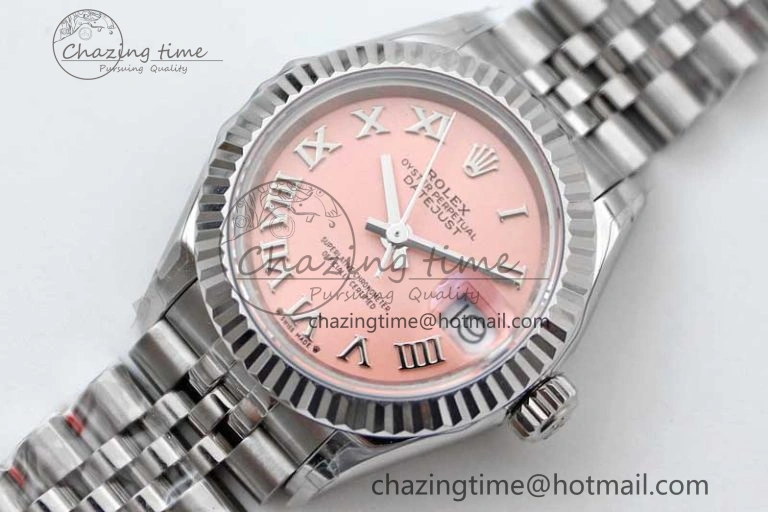 Lady DateJust 28 SS TWF 1:1 Best Edition 904L Steel Pink Dial Roman Markers on President Bracelet NH05