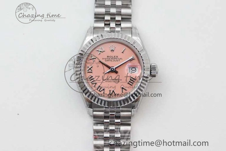 Lady DateJust 28 SS TWF 1:1 Best Edition 904L Steel Pink Dial Roman Markers on President Bracelet NH05