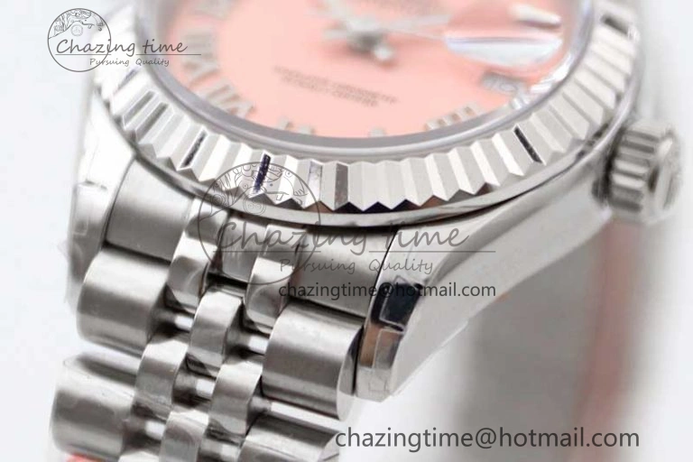 Lady DateJust 28 SS TWF 1:1 Best Edition 904L Steel Pink Dial Roman Markers on President Bracelet NH05