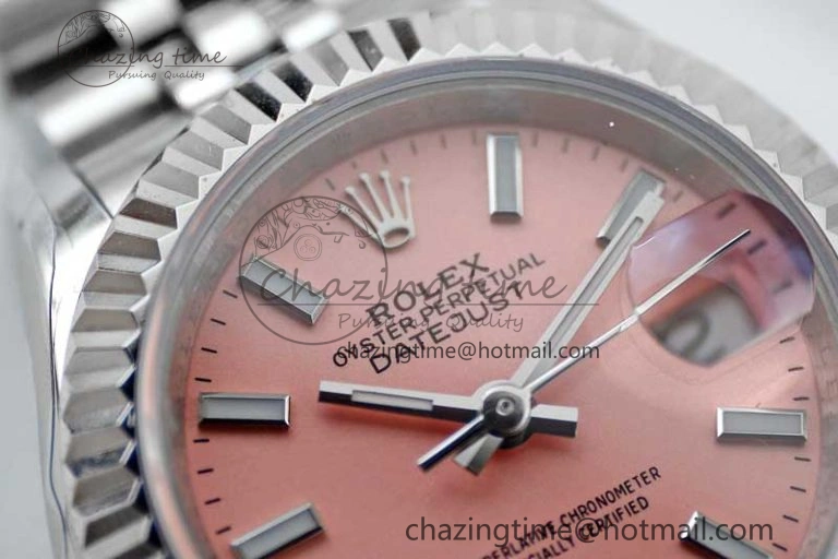 Lady DateJust 28 SS TWF 1:1 Best Edition 904L Steel Pink Dial on President Bracelet NH05