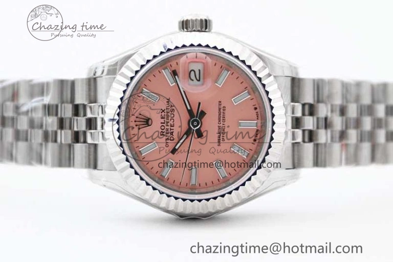 Lady DateJust 28 SS TWF 1:1 Best Edition 904L Steel Pink Dial on President Bracelet NH05