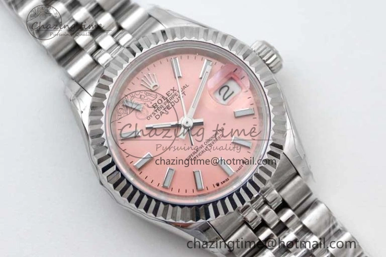 Lady DateJust 28 SS TWF 1:1 Best Edition 904L Steel Pink Dial on President Bracelet NH05