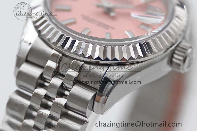 Lady DateJust 28 SS TWF 1:1 Best Edition 904L Steel Pink Dial on President Bracelet NH05