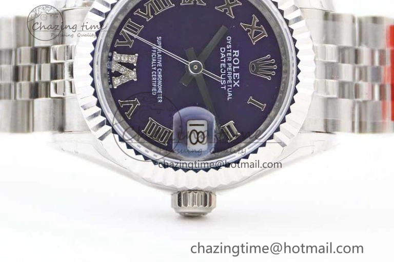 Lady DateJust 28 SS TWF 1:1 Best Edition 904L Steel Purple Dial Roman Markers on President Bracelet NH05