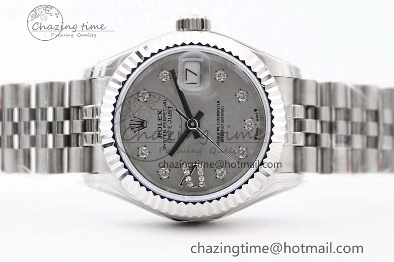 Lady DateJust 28 SS TWF 1:1 Best Edition 904L Steel Silver Dial Diam Markers on President Bracelet NH05