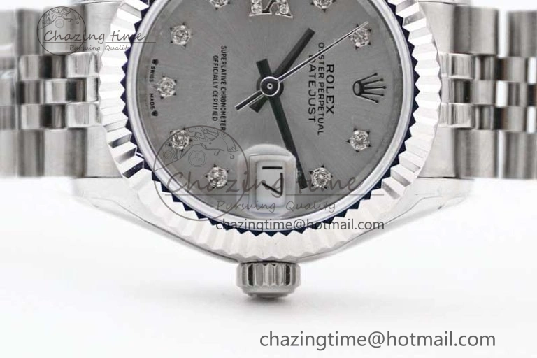 Lady DateJust 28 SS TWF 1:1 Best Edition 904L Steel Silver Dial Diam Markers on President Bracelet NH05