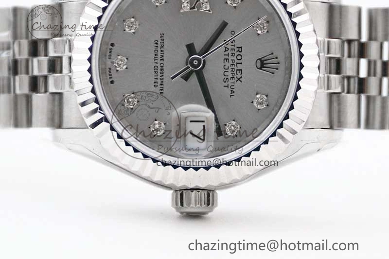 Lady DateJust 28 SS TWF 1:1 Best Edition 904L Steel Silver Dial Diam Markers on President Bracelet NH05