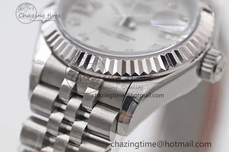 Lady DateJust 28 SS TWF 1:1 Best Edition 904L Steel Silver Dial Diam Markers on President Bracelet NH05