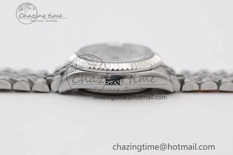 Lady DateJust 28 SS TWF 1:1 Best Edition 904L Steel Silver Dial Diam Markers on President Bracelet NH05