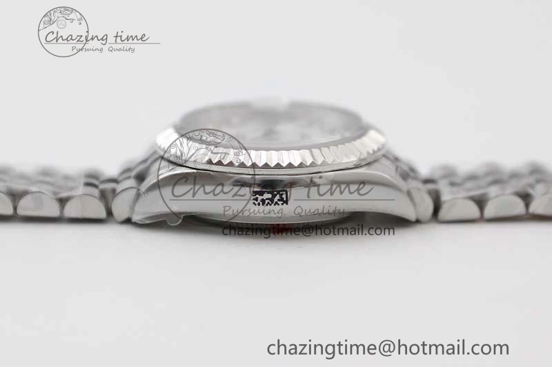 Lady DateJust 28 SS TWF 1:1 Best Edition 904L Steel Silver Dial Diamonds Markers on President Bracelet NH05