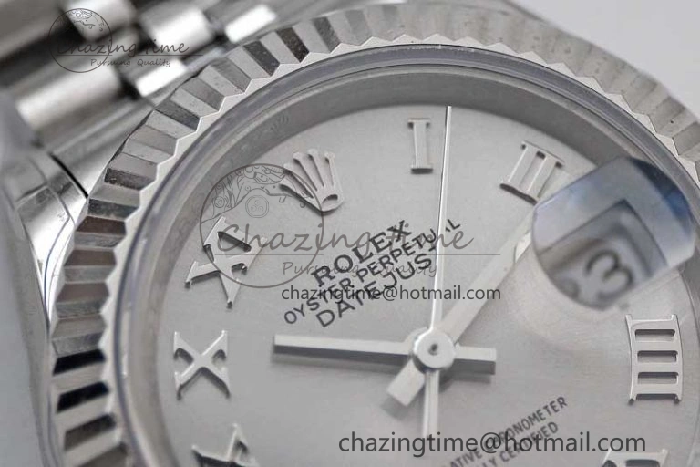 Lady DateJust 28 SS TWF 1:1 Best Edition 904L Steel Silver Dial Roman Markers on President Bracelet NH05