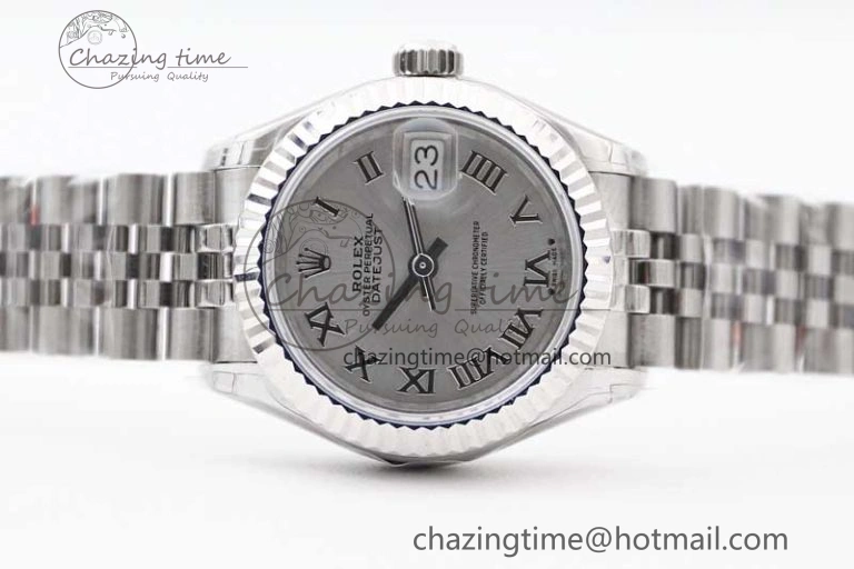 Lady DateJust 28 SS TWF 1:1 Best Edition 904L Steel Silver Dial Roman Markers on President Bracelet NH05
