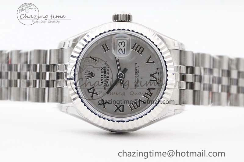 Lady DateJust 28 SS TWF 1:1 Best Edition 904L Steel Silver Dial Roman Markers on President Bracelet NH05